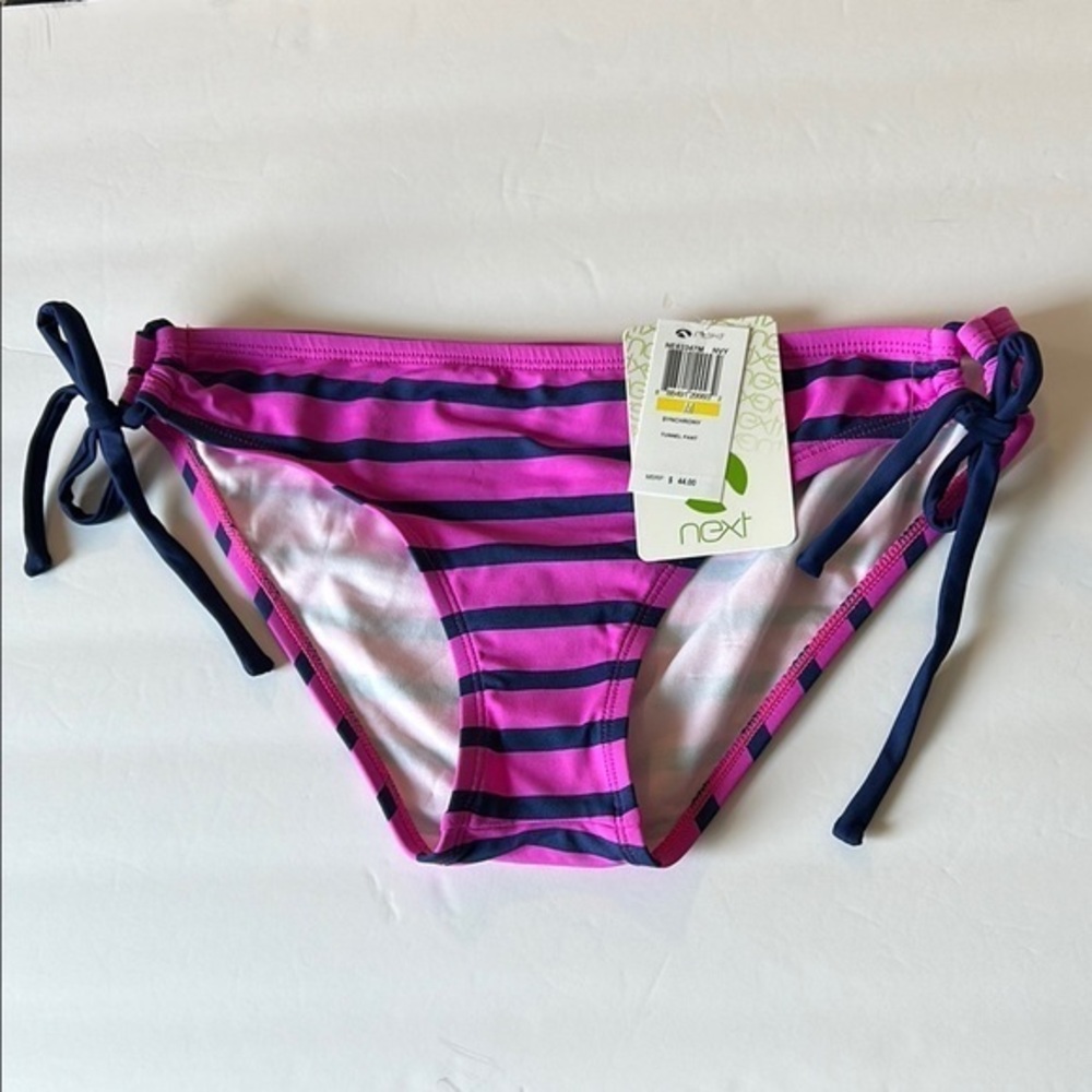 Next synchrony tunnel pant purple stripe bikini swim bottoms size medium NWT